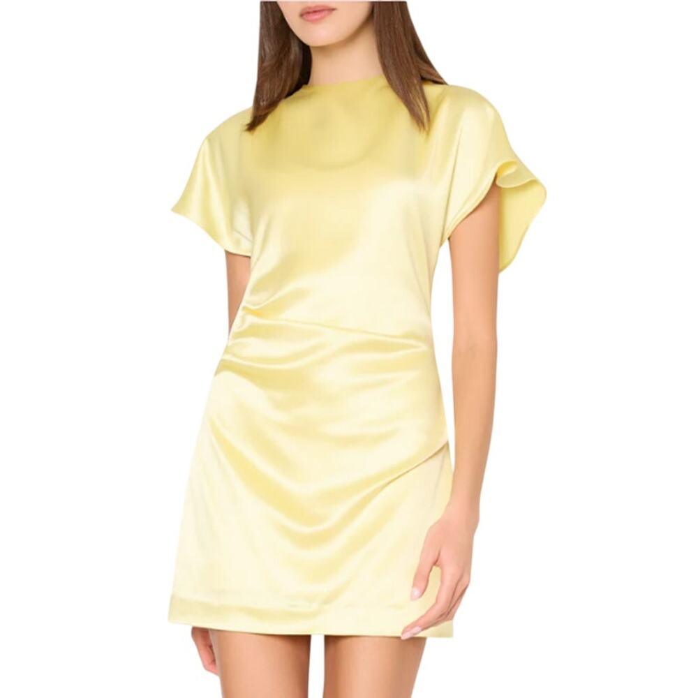 Milly Kora Hammered Satin Mini Dress Women's Gold Size 4